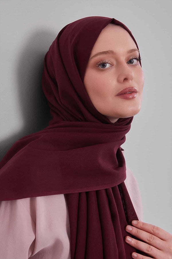 Patlıcan Moru Düz Tensel Şal