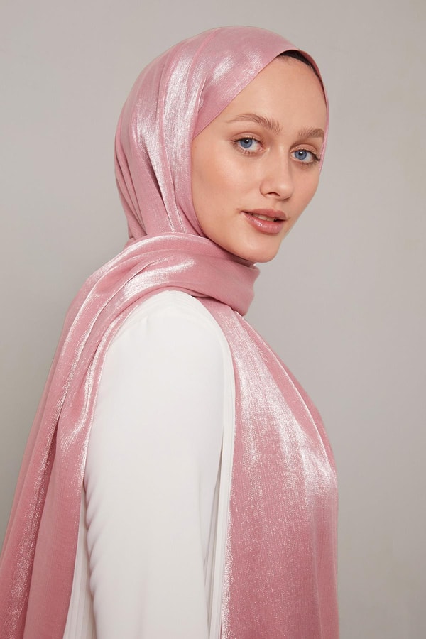 Pembe Kristal Abiye Şal