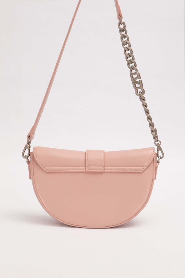 Pembe Logo Zincir Detaylı Omuz Çantası