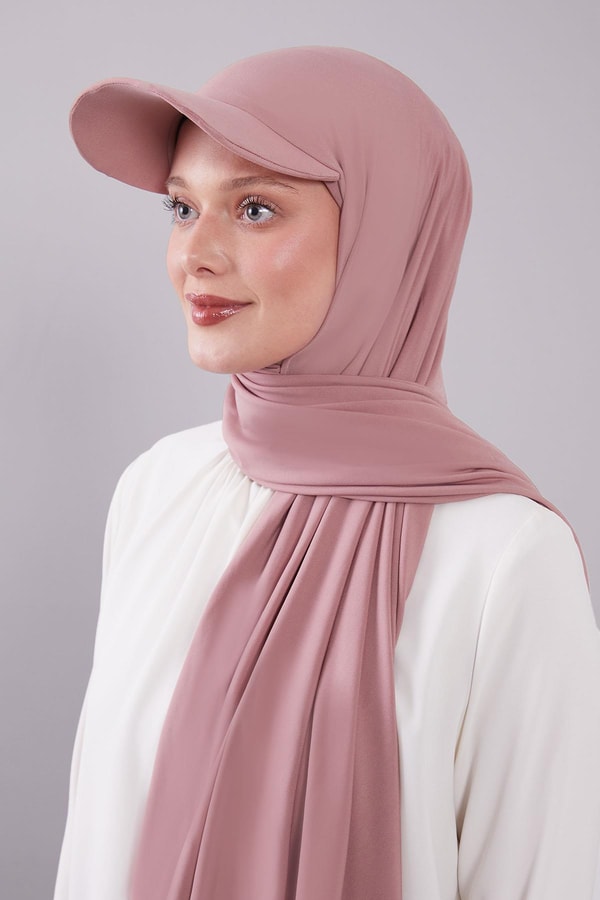 Pembe Pratik Şapkalı Şal