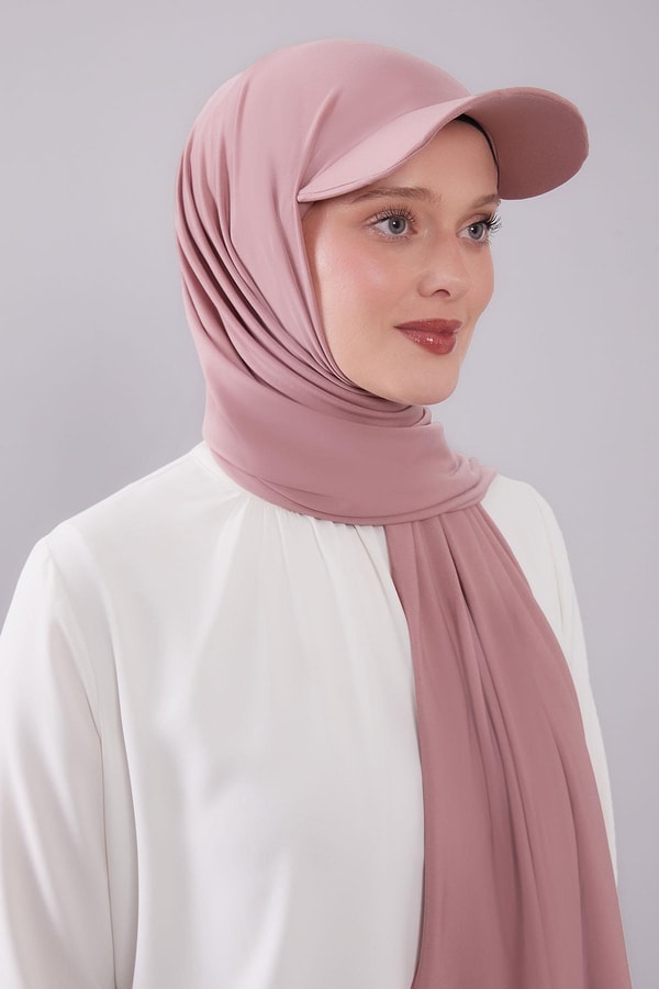 Pembe Pratik Şapkalı Şal
