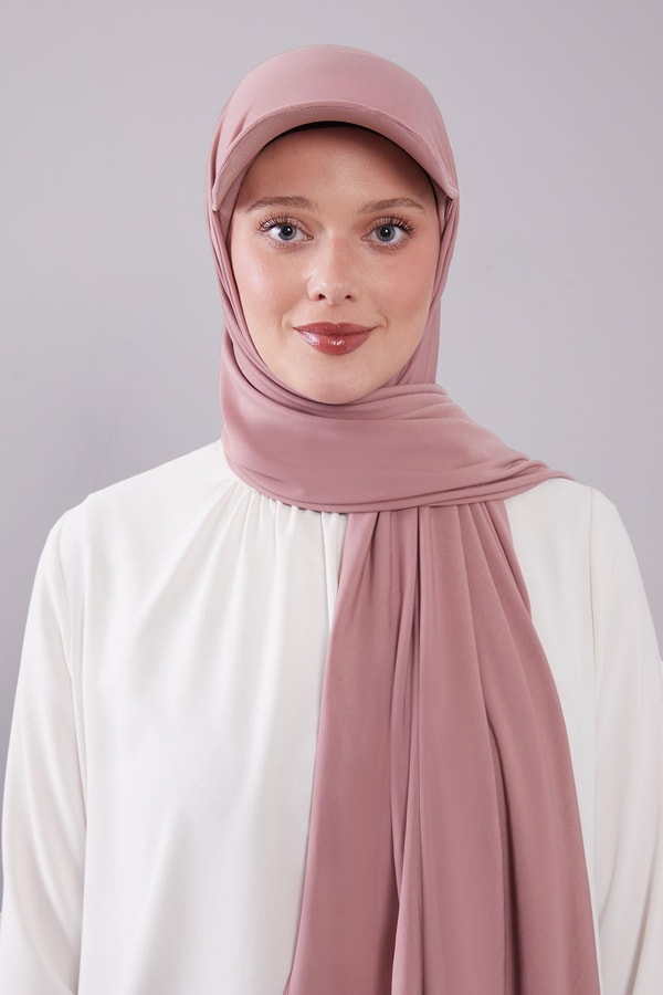 Pembe Pratik Şapkalı Şal