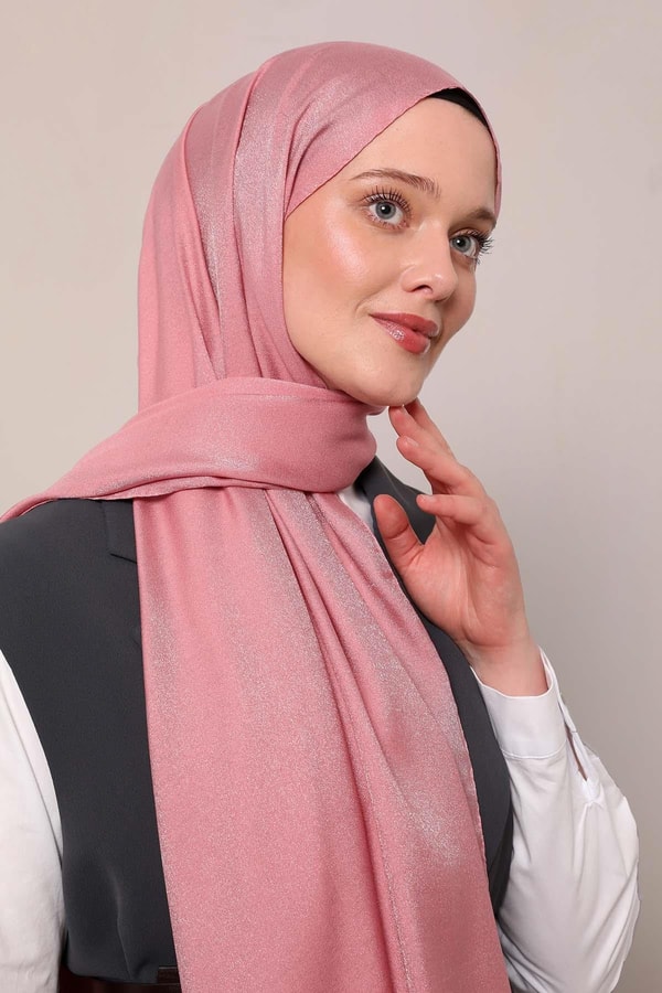 Pembe Simli Bodrum Şal