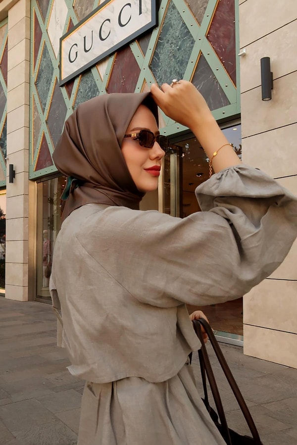 Petrol Yeşili Çift Taraflı Twill İpek Eşarp