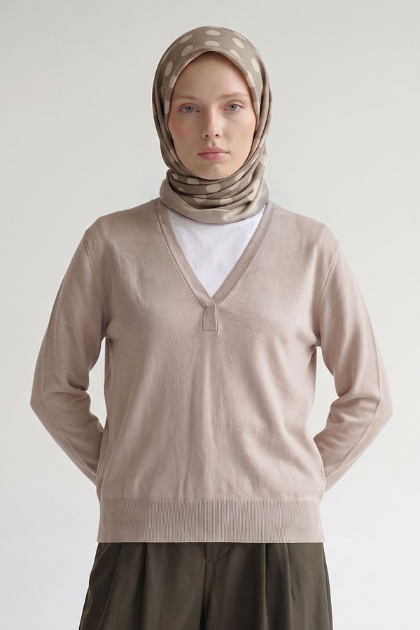 Puantiyeli Twill İpek Eşarp Yeşil