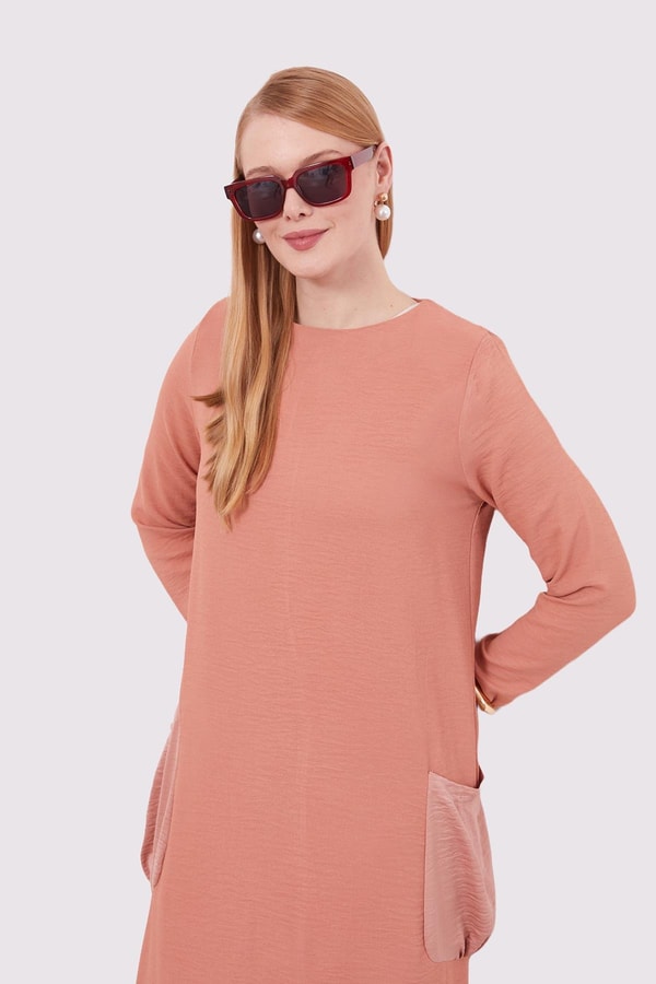 Pudra Büyük Cep Detaylı Elbise