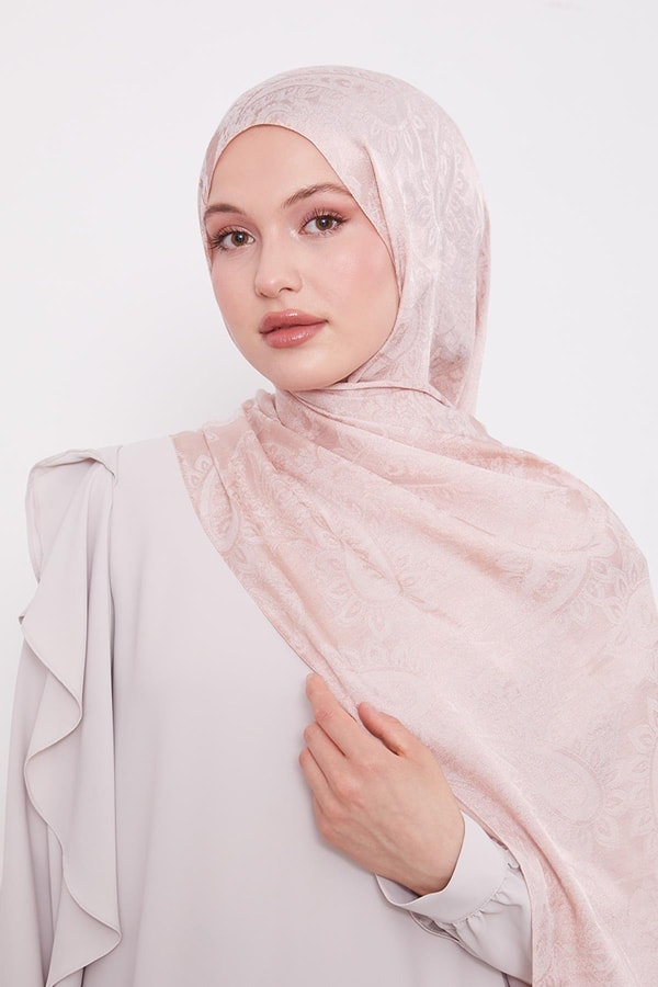 Pudra Etnik Desen İtalyan Jakar Şal