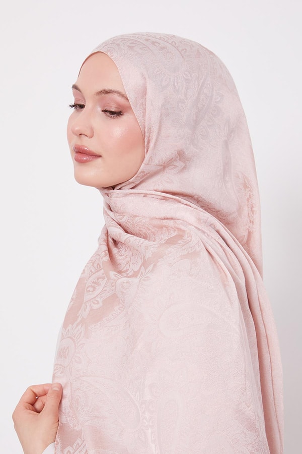 Pudra Etnik Desen İtalyan Jakar Şal