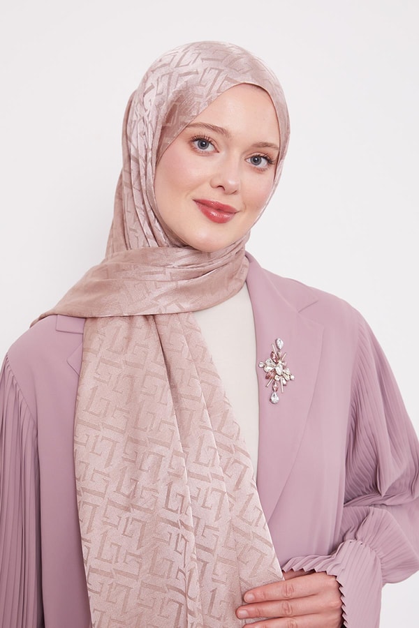 Pudra L Desen İtalyan Jakar Şal