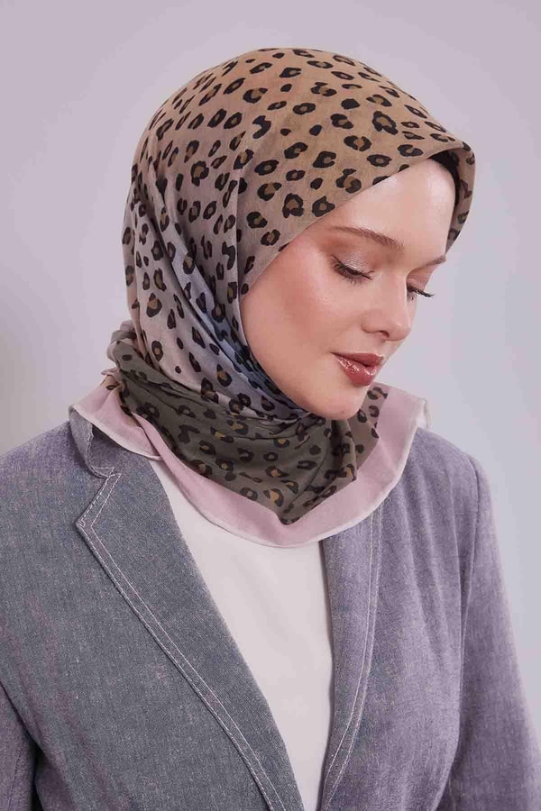 Pudra Leopar Desen Soft Eşarp