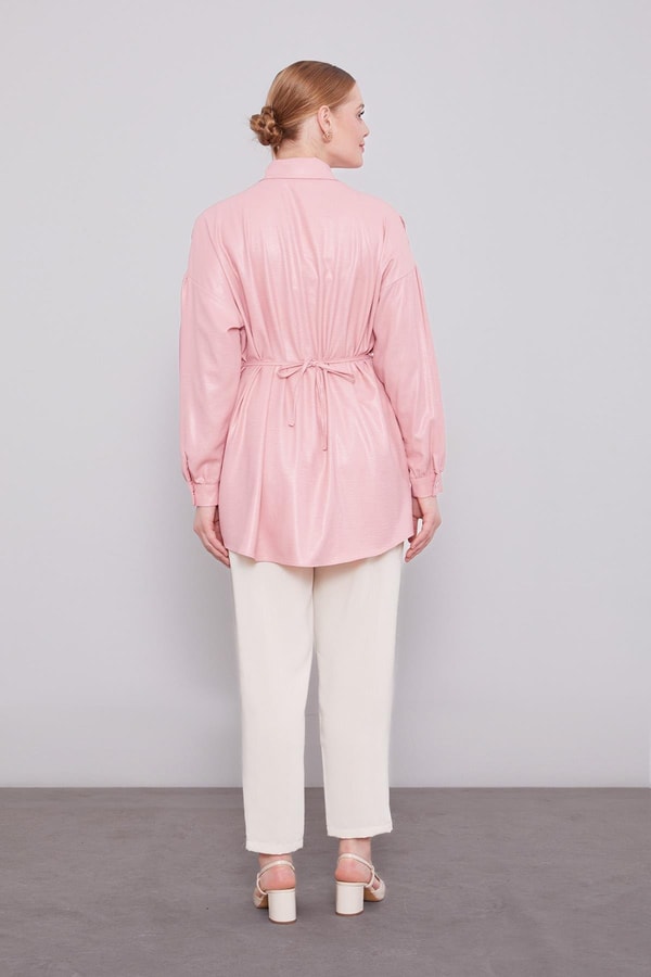Pudra Omuz Büzgü Detaylı Gömlek