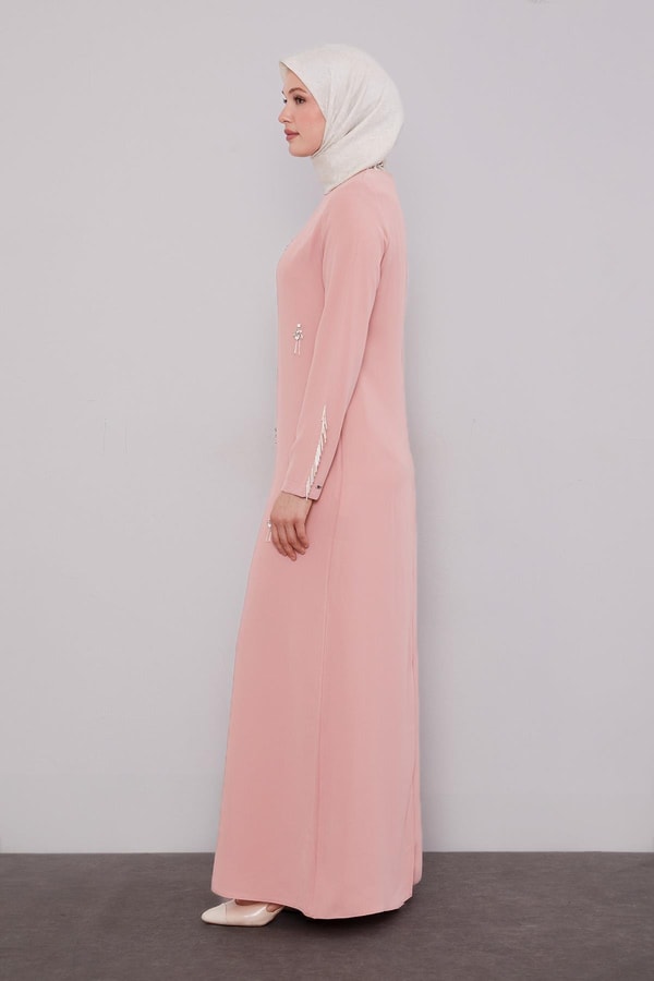 Pudra Taş İşleme Detaylı Elbise