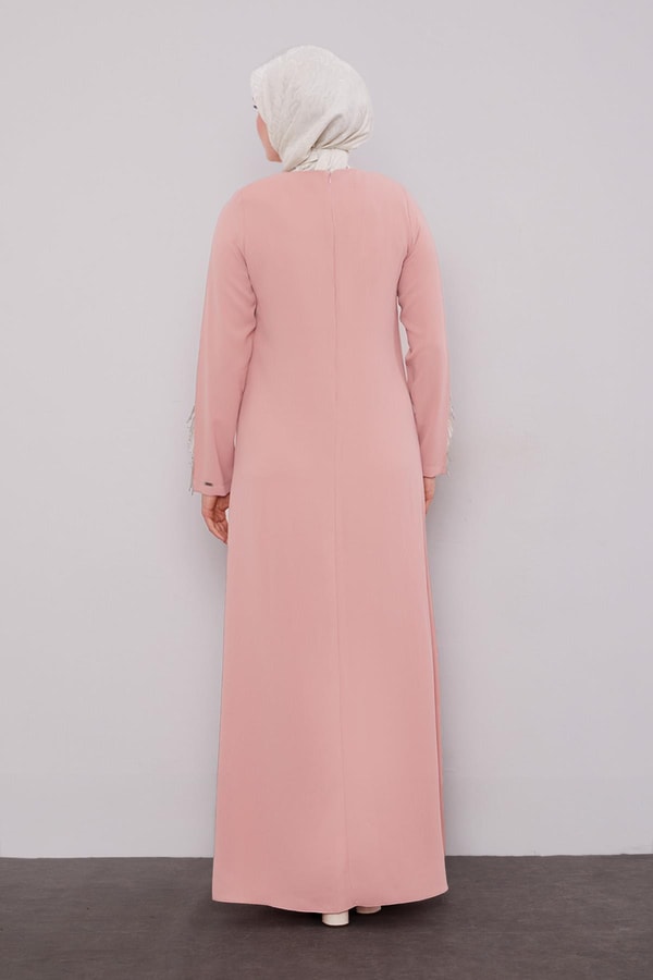 Pudra Taş İşleme Detaylı Elbise