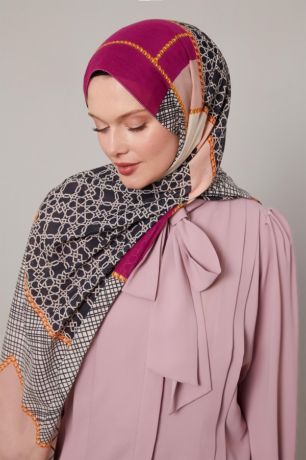 Pudra Yaldız Desen Pamuk Şal