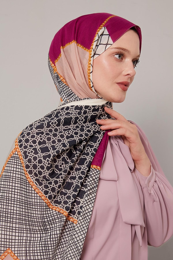 Pudra Yaldız Desen Pamuk Şal