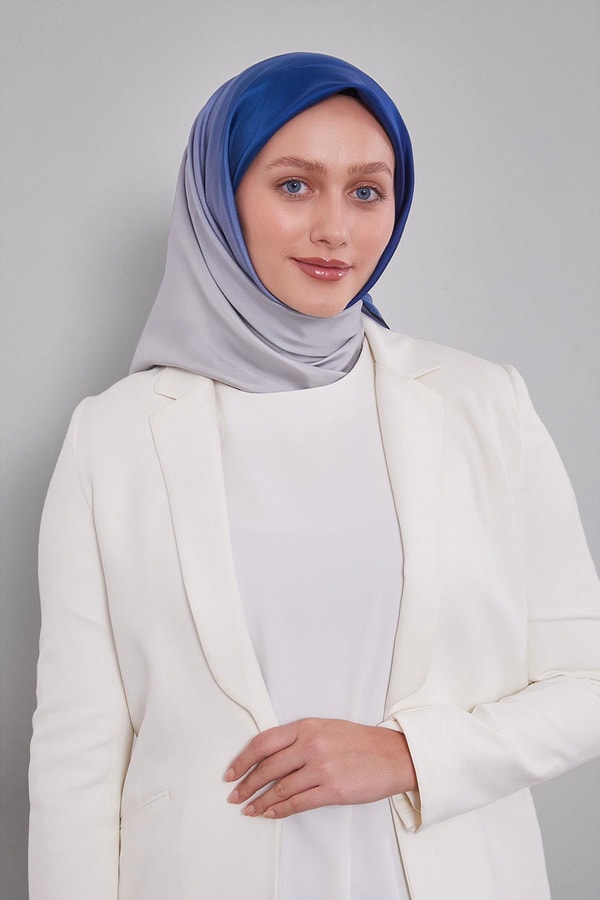 Saks Mavisi Twill Saf İpek Eşarp