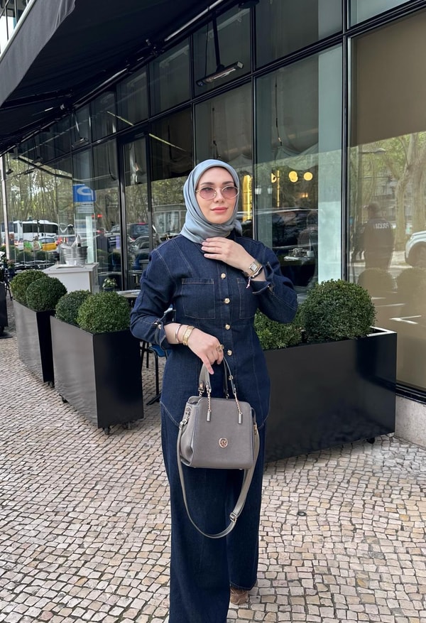 Sarı - Gri Çift Taraflı Twill İpek Eşarp