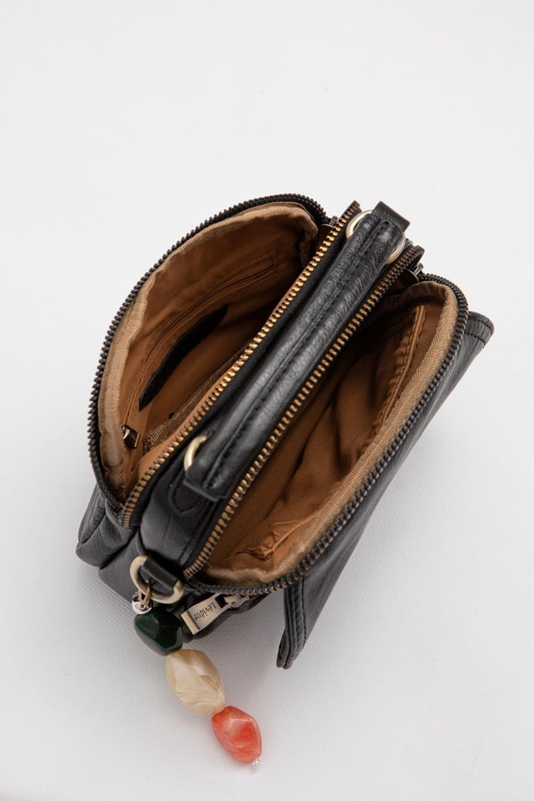 Siyah Aksesuar Taş Detaylı Omuz Çantası