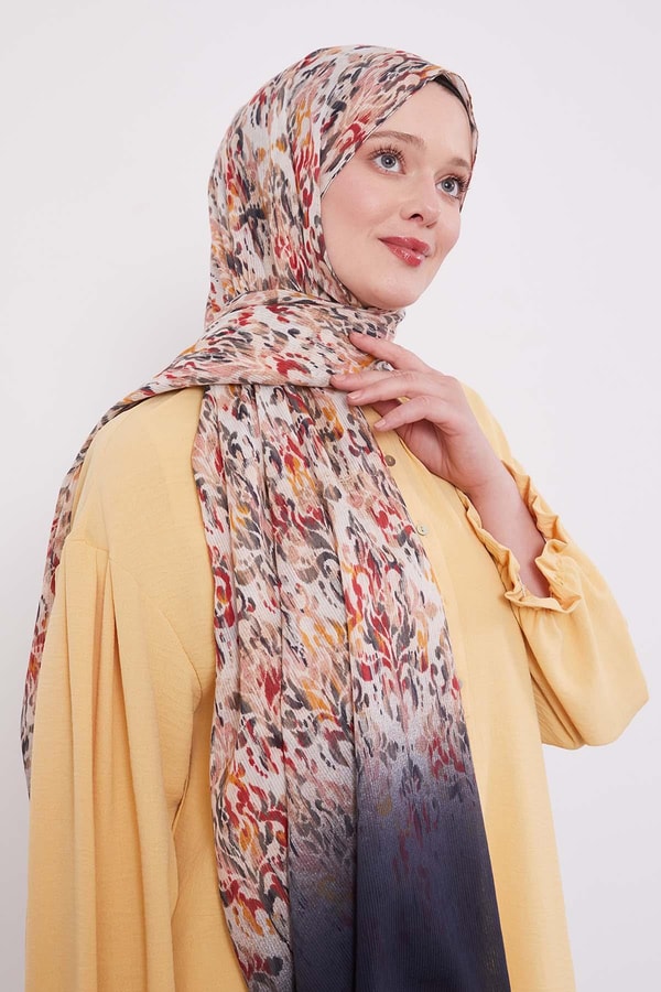 Siyah Batik Desen Pamuk Şal