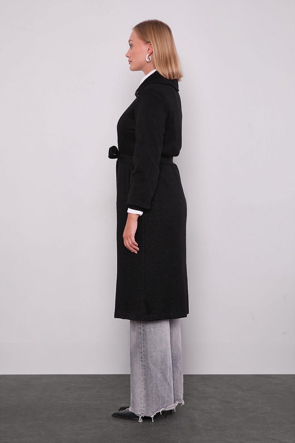 Siyah Bel Bağlamalı Süet Kap