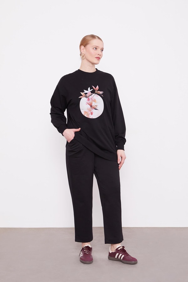 Siyah Belli Lastikli Cepli Spor Pantolon