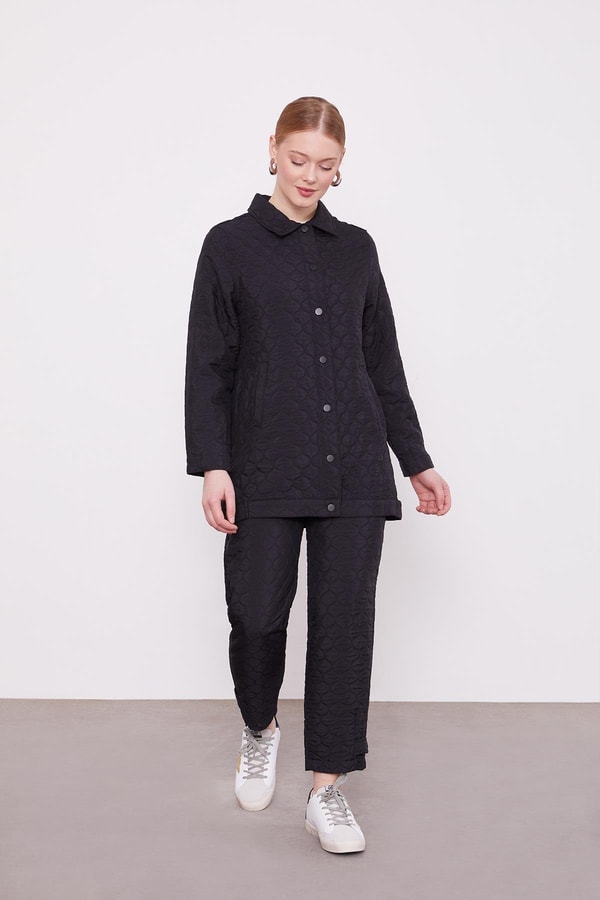 Siyah Çıtçıtlı Kapitone İkili Takım