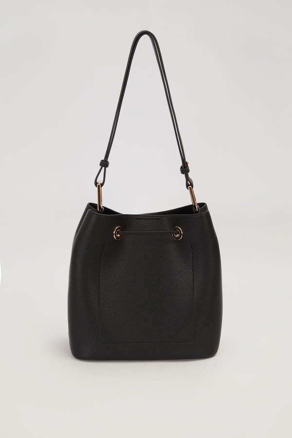 Siyah Cüzdan Detaylı Büzgülü Omuz Çantası