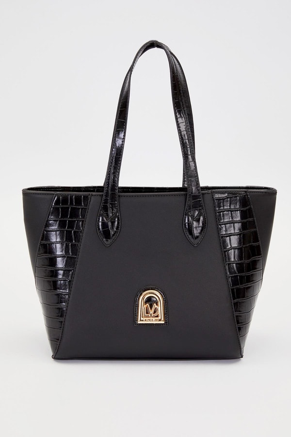 Siyah Deri Detay Omuz Çantası