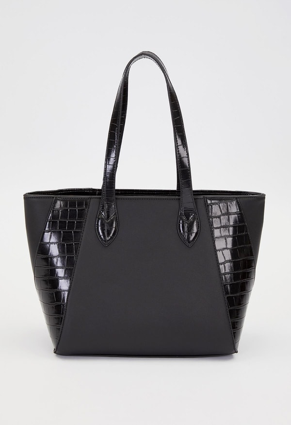 Siyah Deri Detay Omuz Çantası