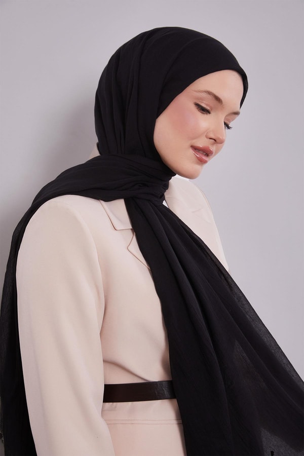 Siyah Düz Hawai Şal