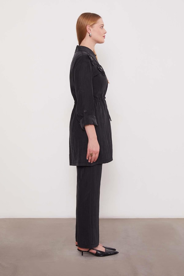 Siyah İşleme Omuz Detaylı Cupra İkili Takım