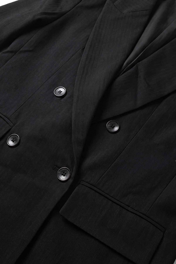 Siyah Keten Blazer Ceket