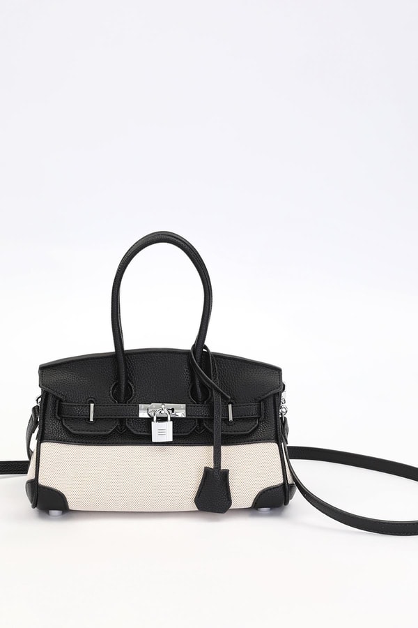 Siyah Kilit Detay Deri El Çantası