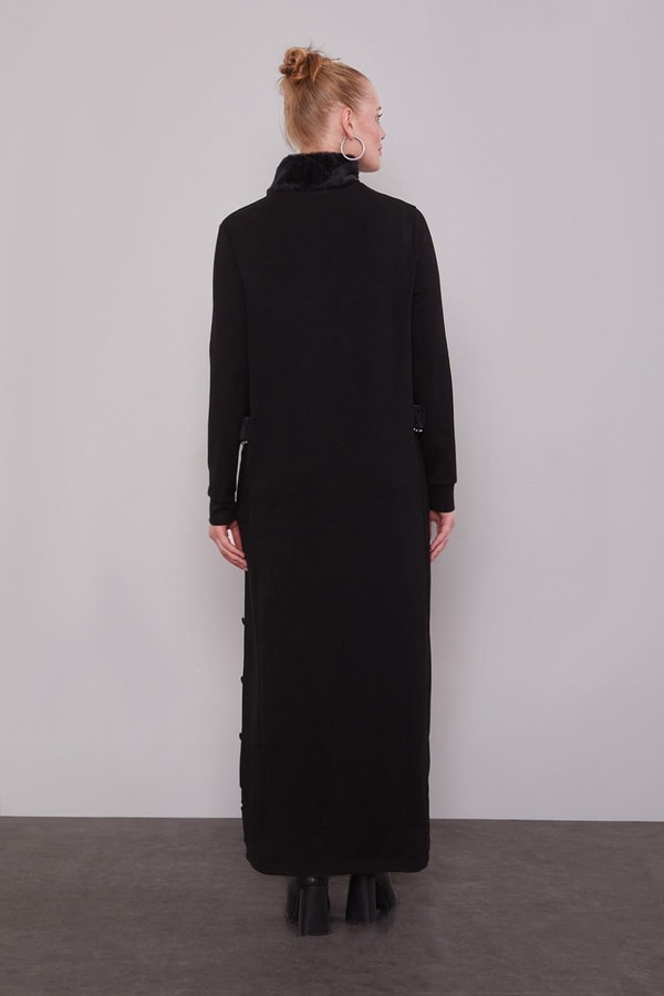 Siyah Kürk Yakalı Elbise