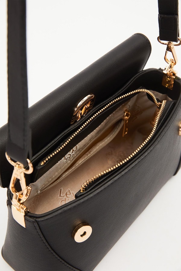 Siyah Logo Detay Omuz Çantası