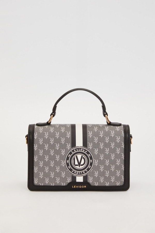 Siyah Logolu Monogram Desen El Çantası