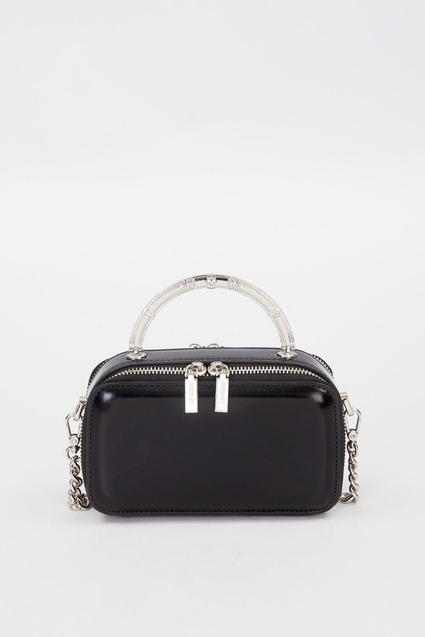 Siyah Metal Askı Detay Omuz Çantası