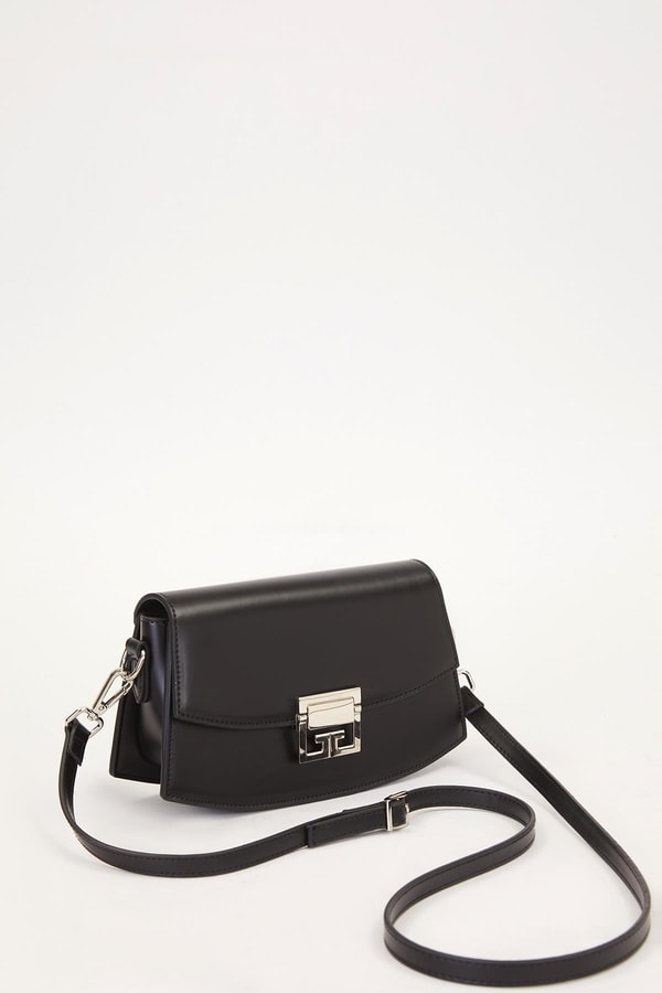 Siyah Metal Kilit Omuz Çantası