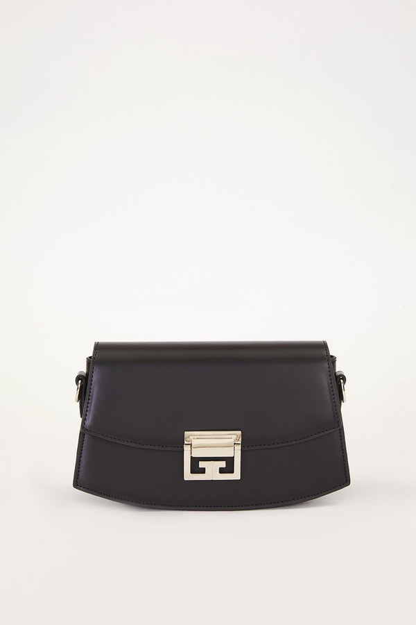 Siyah Metal Kilit Omuz Çantası