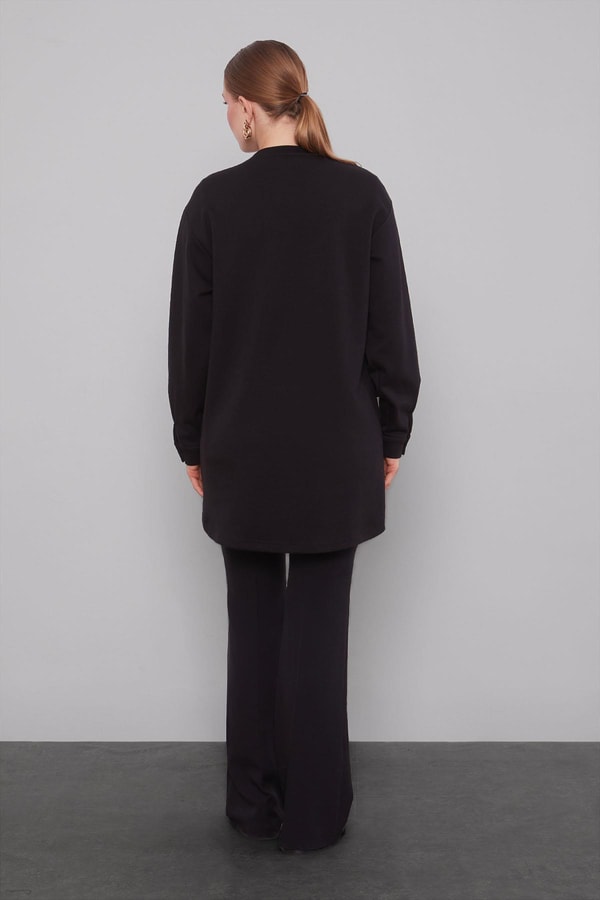 Siyah Örgü Detay Model Sweat