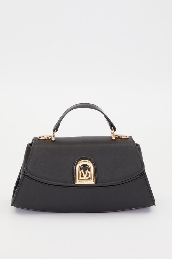 Siyah - Rugan Elips Görünümlü El Çantası