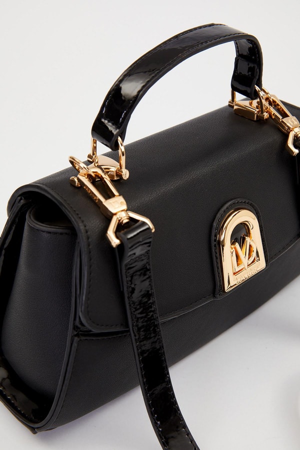 Siyah - Rugan Elips Görünümlü El Çantası