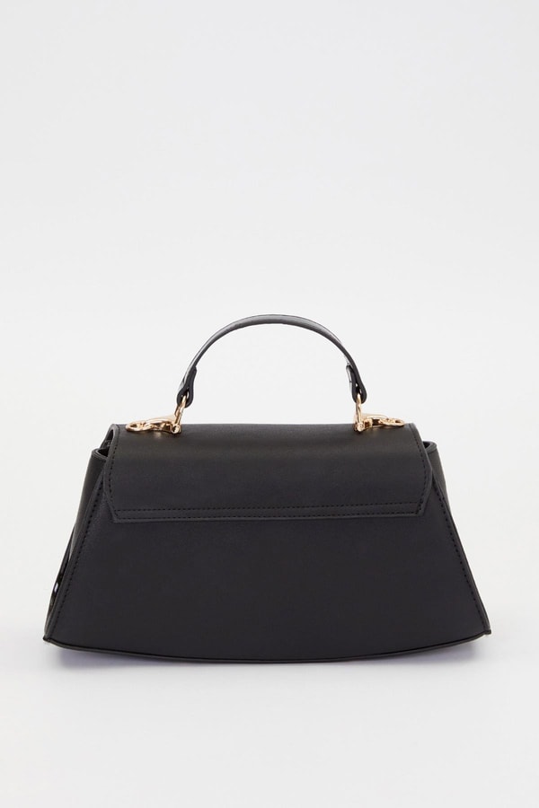 Siyah - Rugan Elips Görünümlü El Çantası