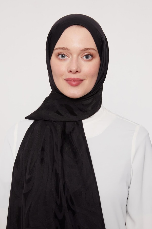 Siyah Soyut Desen Grazia Şal