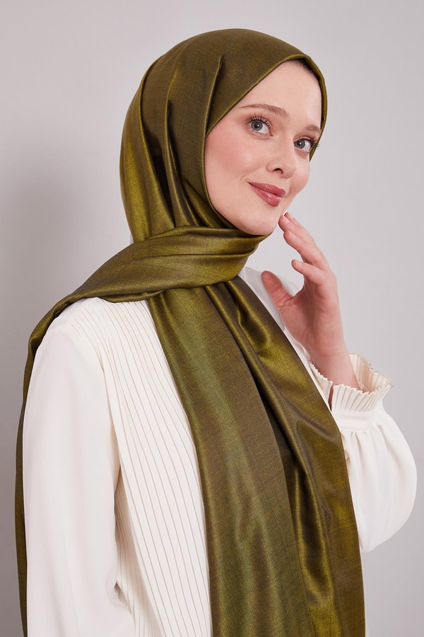 Siyah - Yeşil İpek Şal