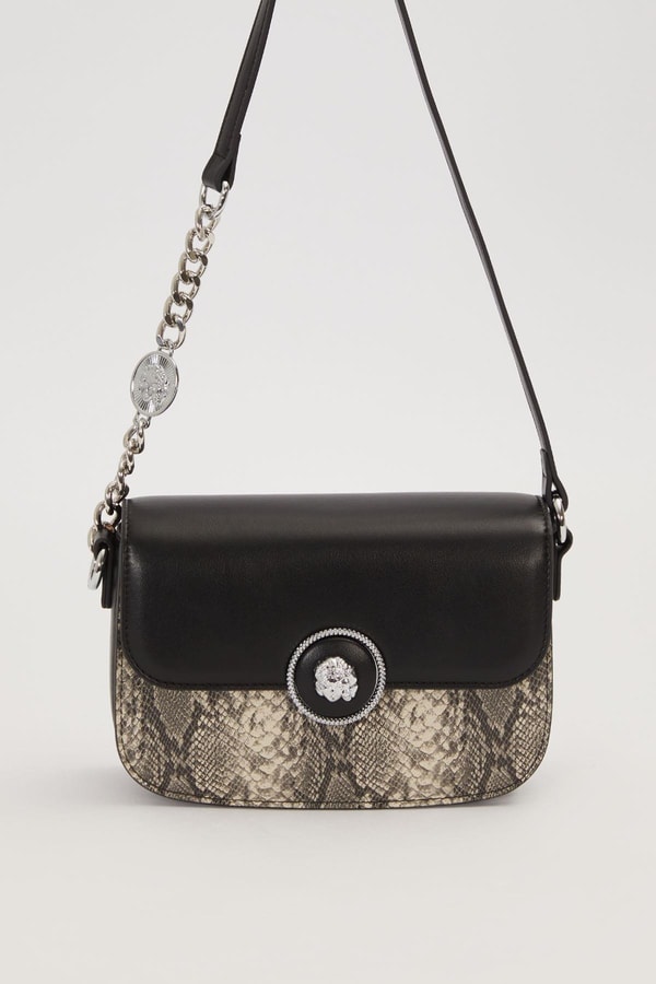 Siyah Zincir Ve Deri Askılı Omuz Çantası