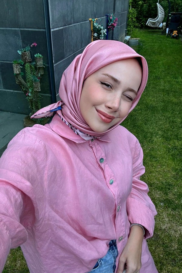 Somon Benekli Twill İpek Eşarp