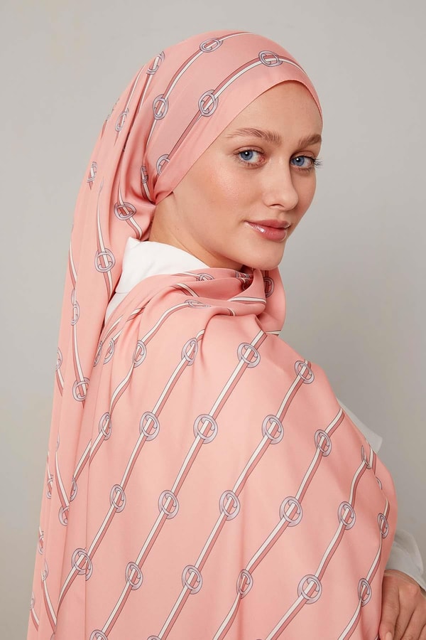 Somon Çizgili Halka Desen Club Şal