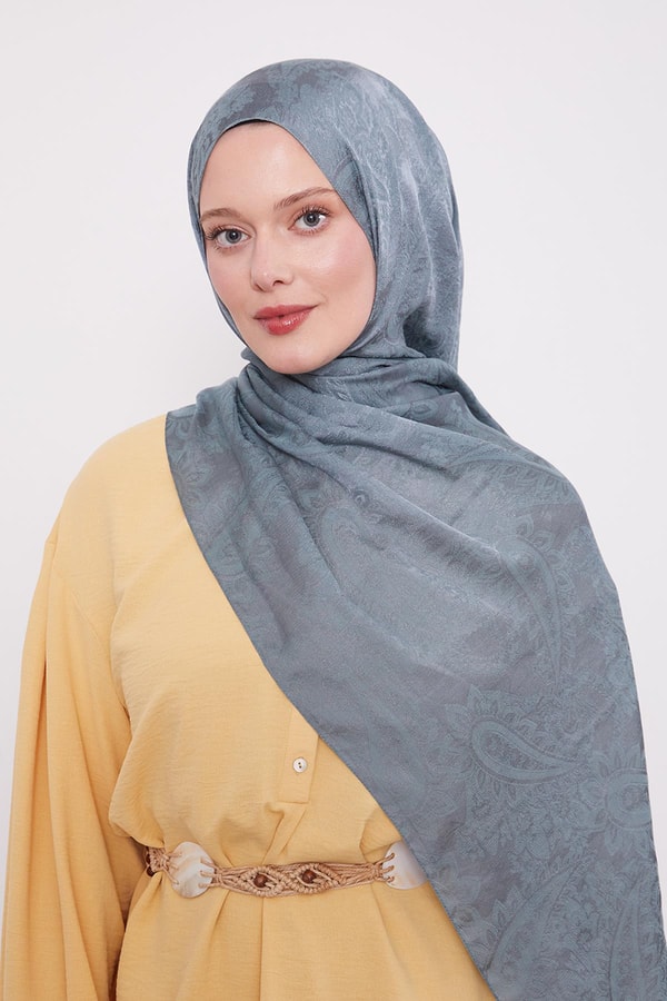 Su Yeşili Etnik Desen İtalyan Jakar Şal