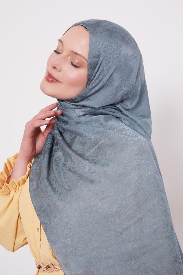 Su Yeşili Etnik Desen İtalyan Jakar Şal